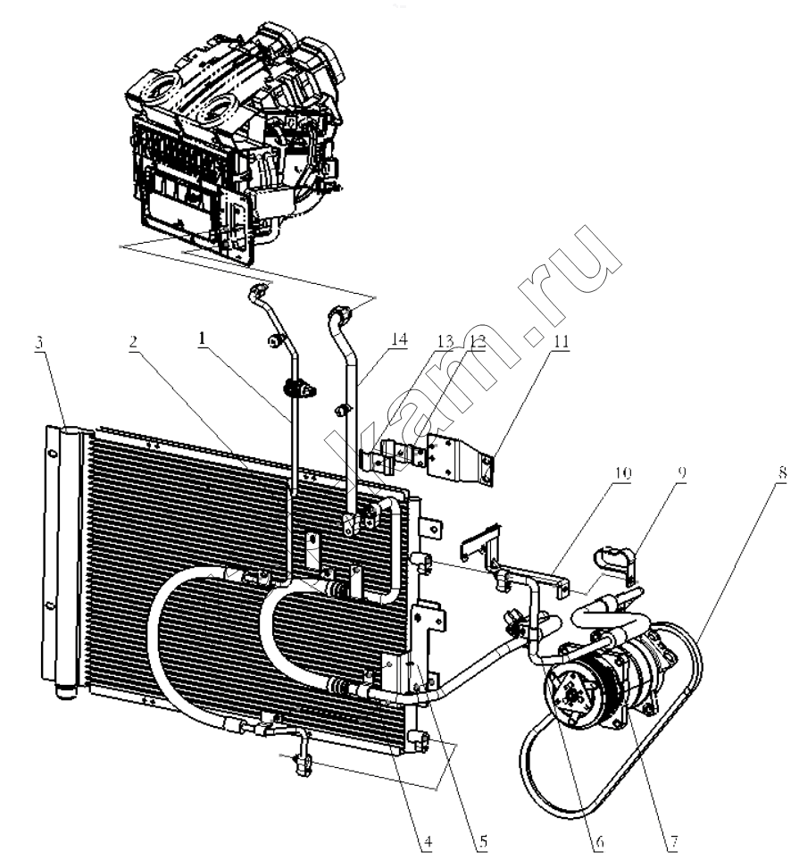 Схема/чертеж: AIR CONDITION PIPES / Shaanxi Shacman F2000
