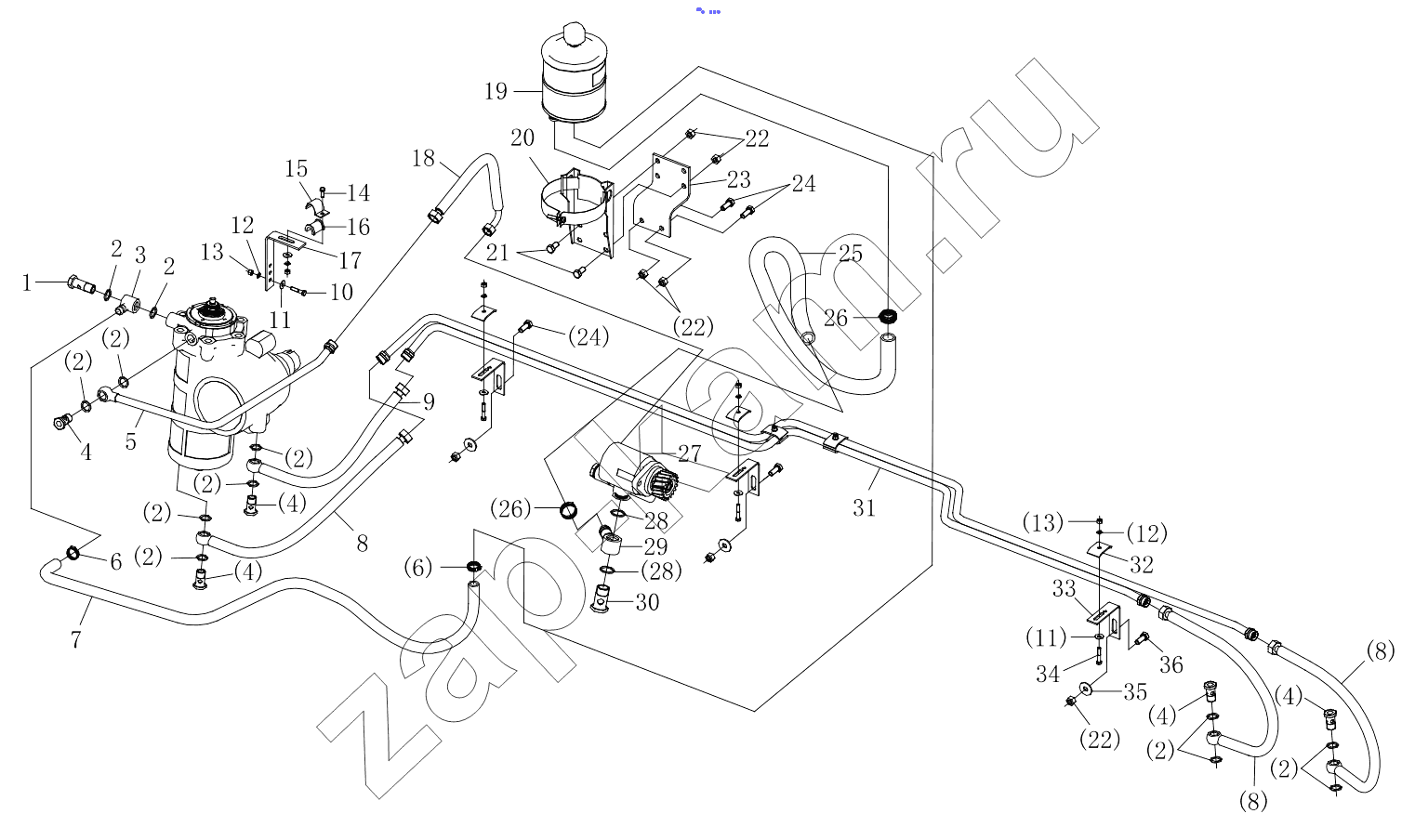 Схема/чертеж: DOUBLE SHAFTS STEERING HYDRAULIC DEVICE / Shaanxi Shacman F3000