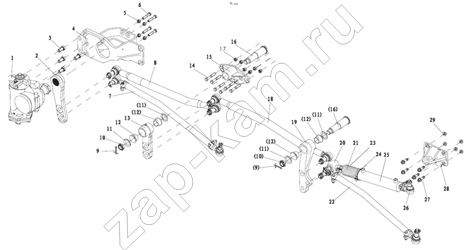 Схема/чертеж: DOUBLE SHAFTS STEERING TRANSMISSION DEVICE / Shaanxi Shacman F3000