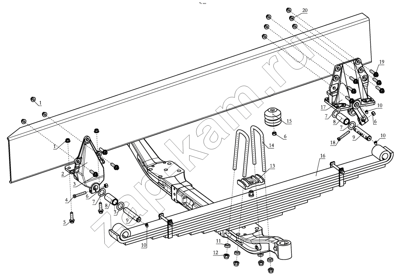 Схема/чертеж: FRONT SUSPENSION / Shaanxi Shacman F2000