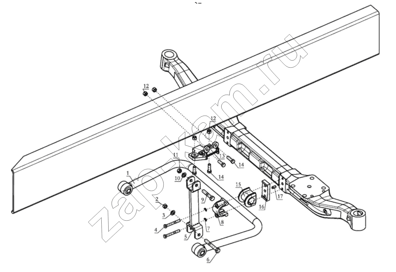 Схема/чертеж: FRONT STABILIZER BAR (DC93259680300) TRACTOR / Shaanxi Shacman F2000