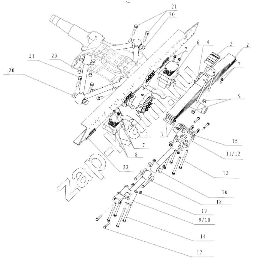 Схема/чертеж: TRACTOR REAR SUSPENSION 6X4 / Shaanxi Shacman F3000