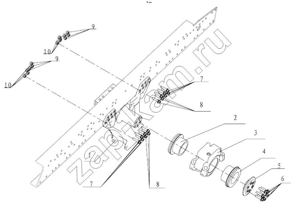 Схема/чертеж: TRACTOR BALANCING SHAFT ASSEMBLY 6X4 / Shaanxi Shacman F3000