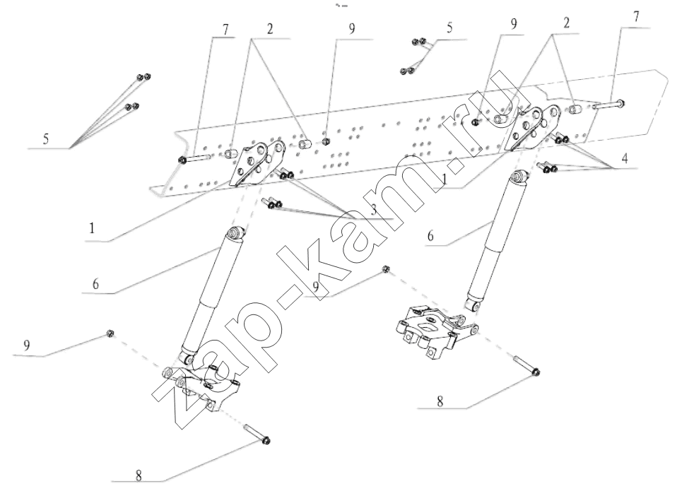 Схема/чертеж: REAR SHOCK ABSORBER 6X4 / Shaanxi Shacman F3000