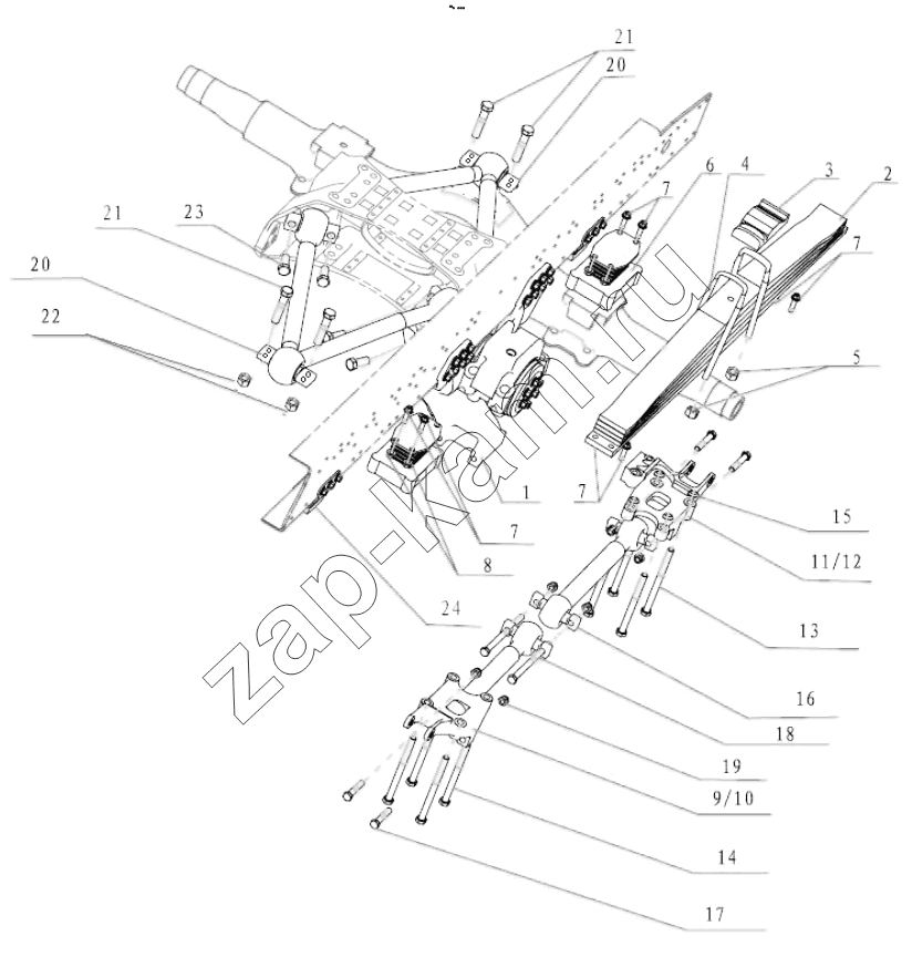 Схема/чертеж: ENGINNERING VEHICLE REAR SUSPENSION 6X4, 8X4 / Shaanxi Shacman F3000