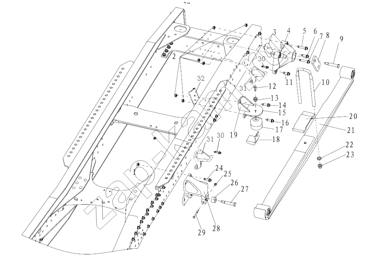 Схема/чертеж: REAR SUSPENSION 4X2 / Shaanxi Shacman F3000