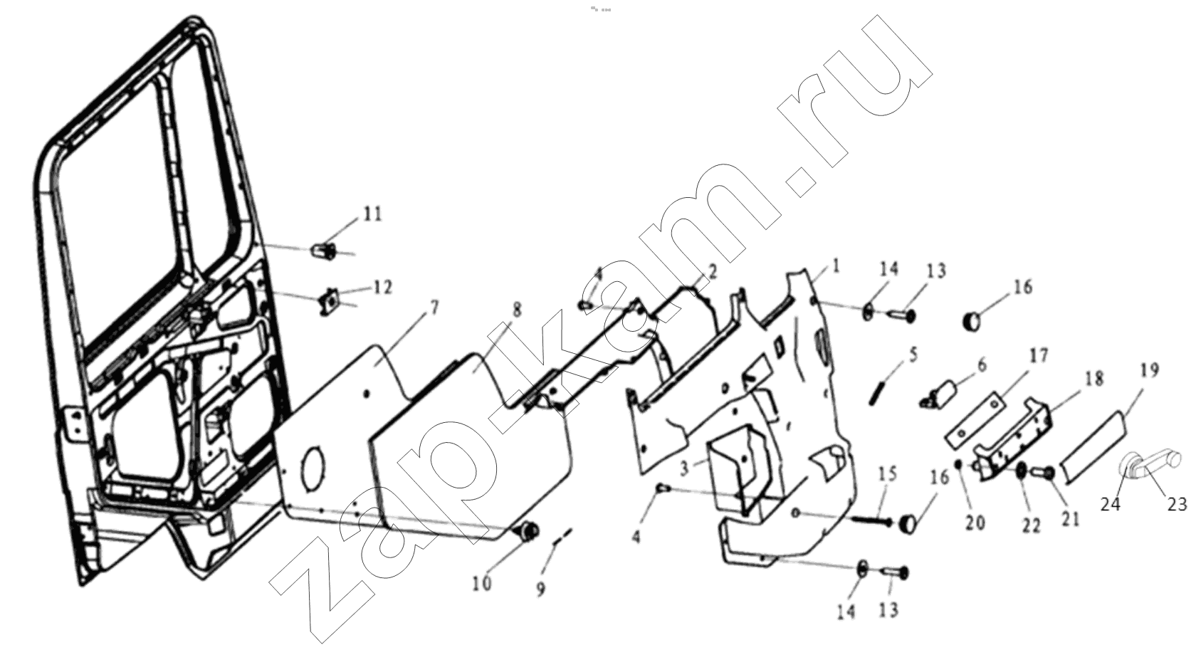 Схема/чертеж: DOOR COVERING LEFT / Shaanxi Shacman F3000