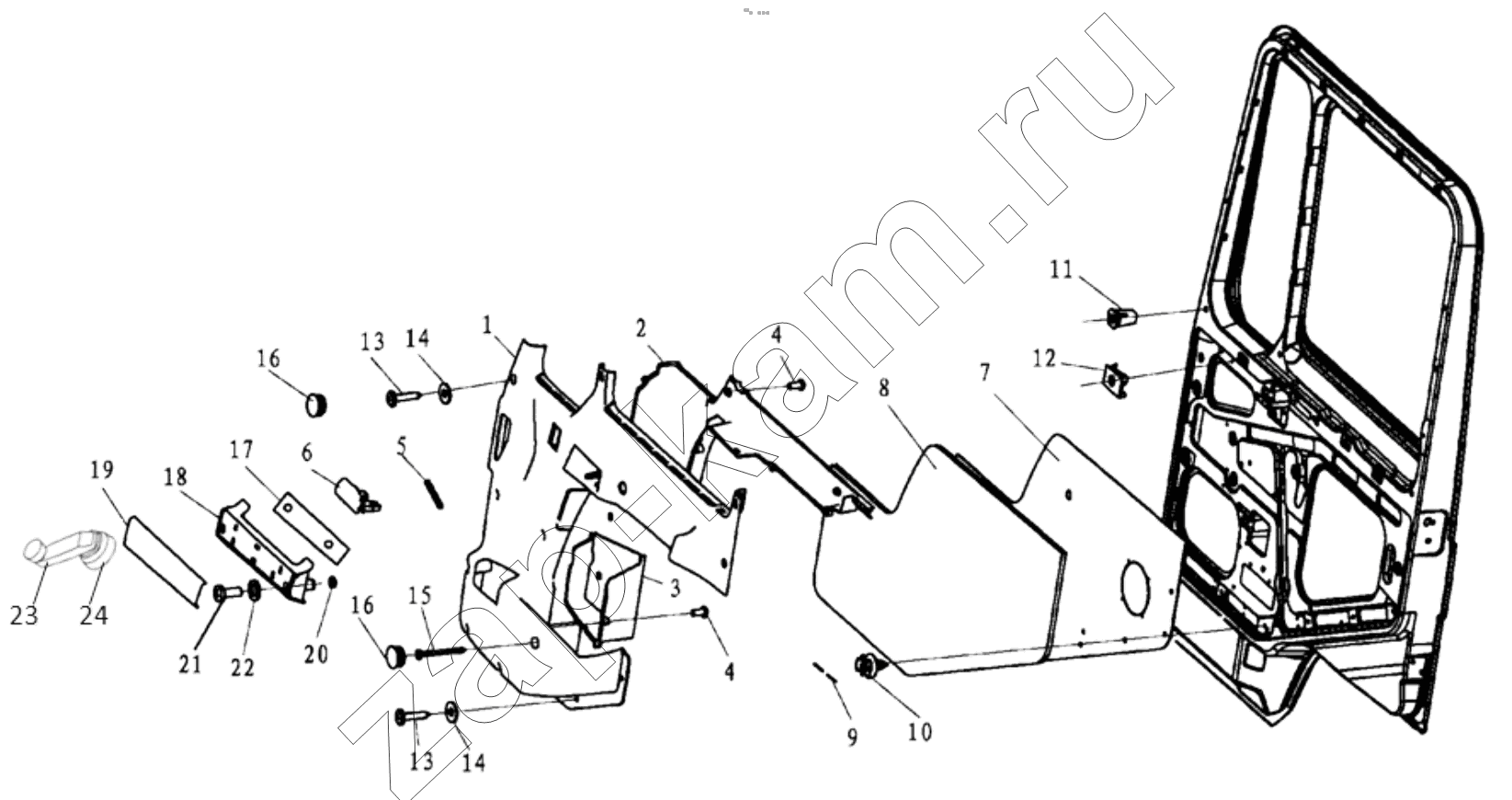 Схема/чертеж: DOOR COVERING RIGHT / Shaanxi Shacman F3000