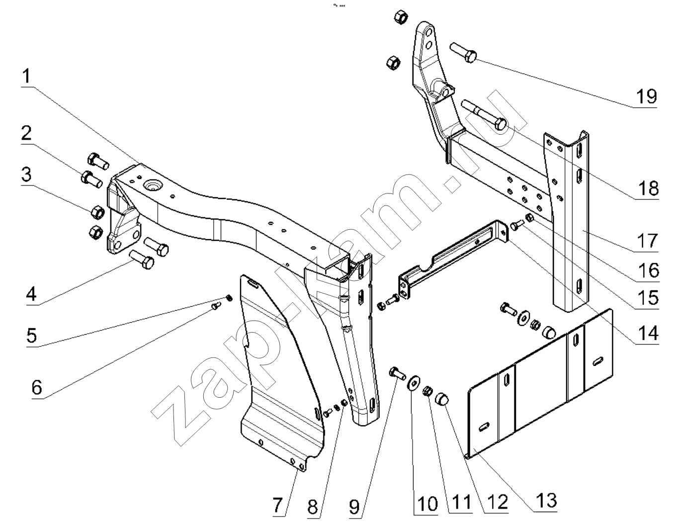 Схема/чертеж: RIGHT FOOT PANEL BRACKET / Shaanxi Shacman F2000