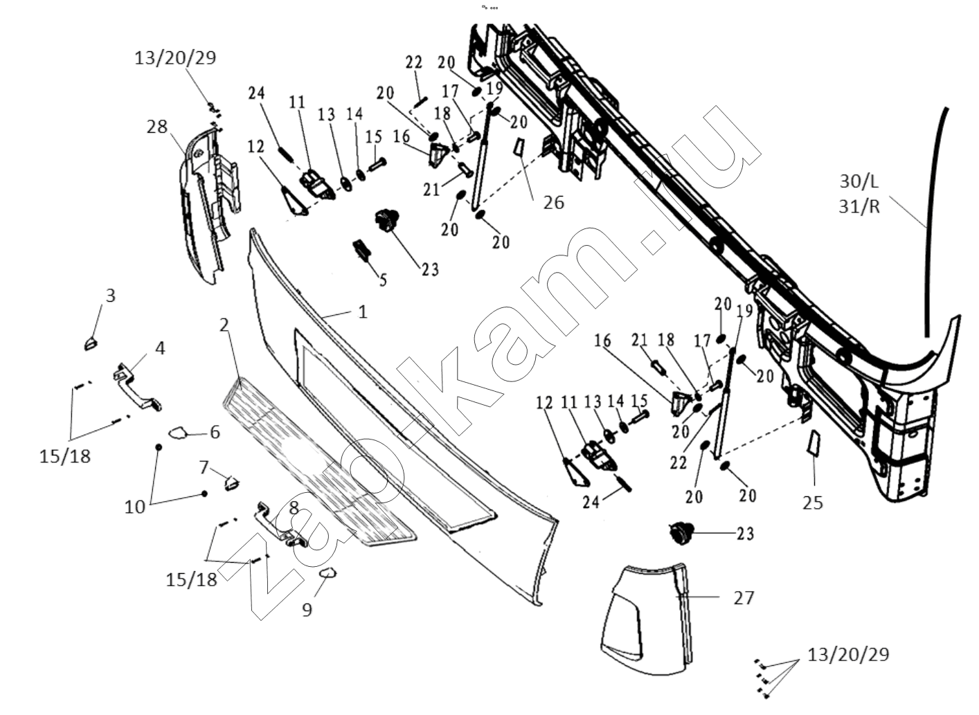 Схема/чертеж: GRILLE COVERS / Shaanxi Shacman F3000