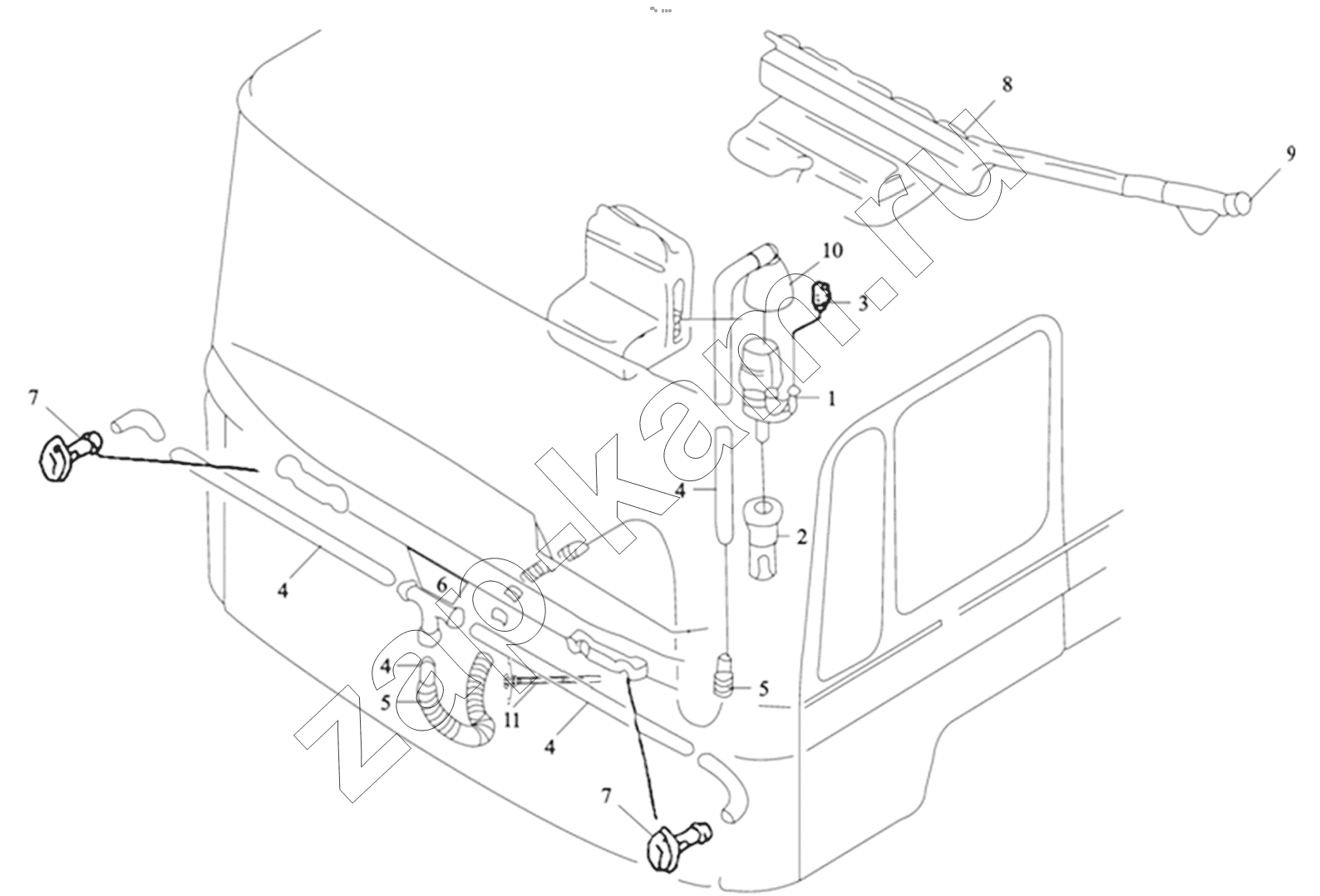 Схема/чертеж: WINDSCREEN WASHER PUMP AND ACCESSORIES / Shaanxi Shacman F2000