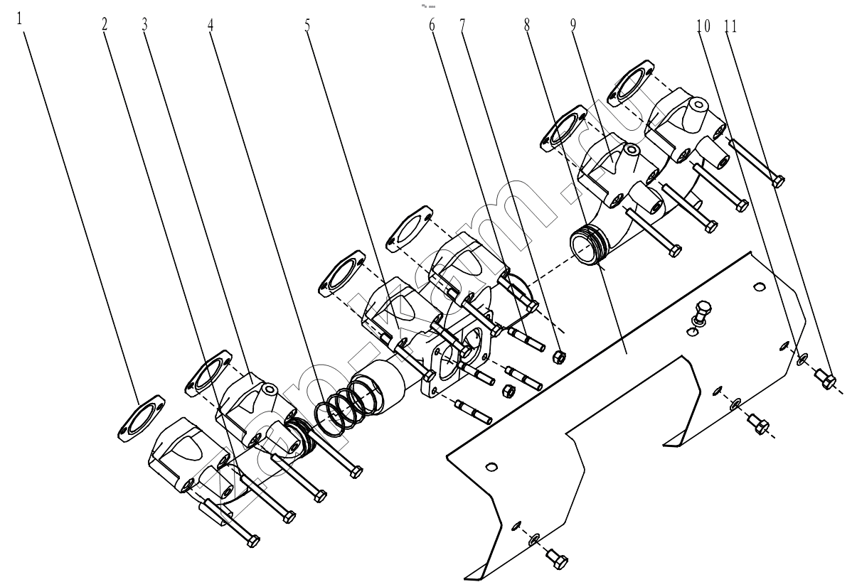 Схема/чертеж: A COMBINED EXHAUST PIPE GRP100110727 300PS / Shaanxi Shacman F3000