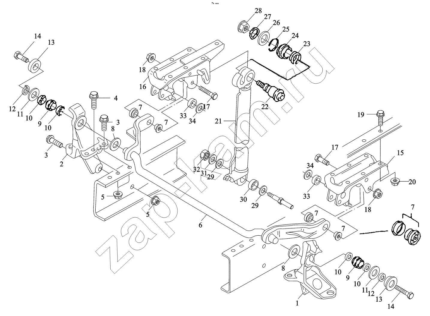 Схема/чертеж: CAB TILTING MECHANISM LH. DRIVE VEHICLE / Shaanxi Shacman F2000