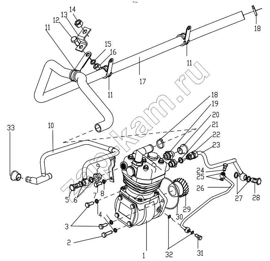 Схема/чертеж: AIR COMPRESSOR ASSEMBLY GRP100130262 / Shaanxi Shacman F2000