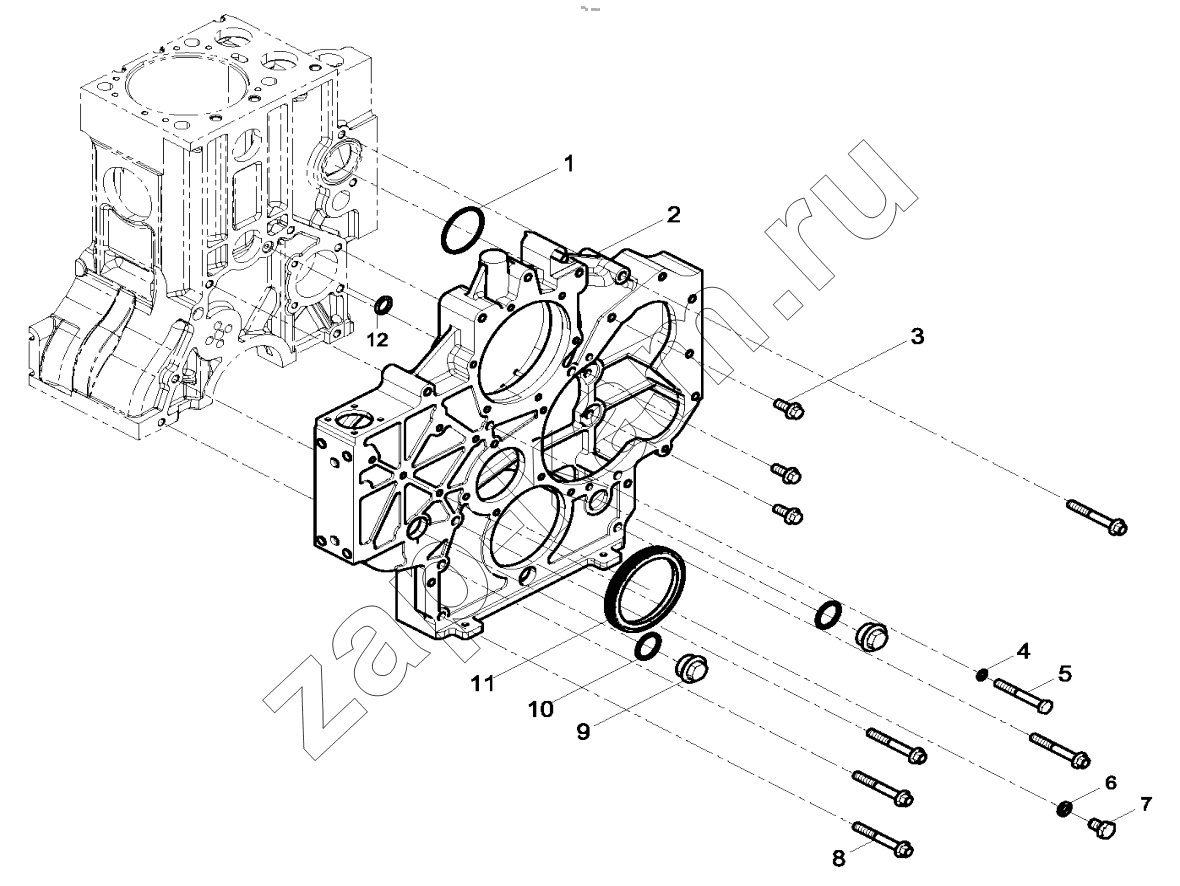 Схема/чертеж: TIMING GEAR HOUSING GROUP / Shaanxi Shacman F2000