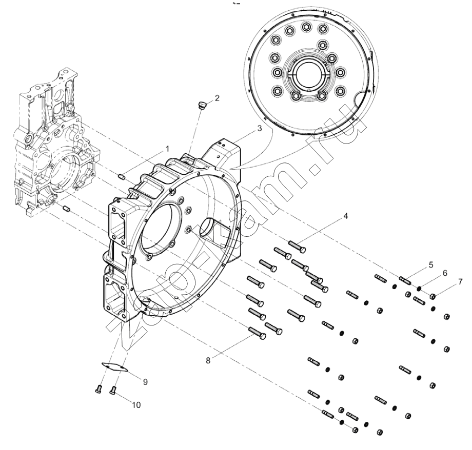 Схема/чертеж: FLYWHEEL HOUSING GROUP / Shaanxi Shacman F2000