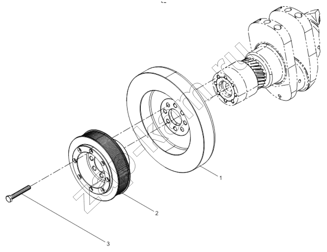 Схема/чертеж: CRANKSHAFT PULLEY GROUP / Shaanxi Shacman F2000
