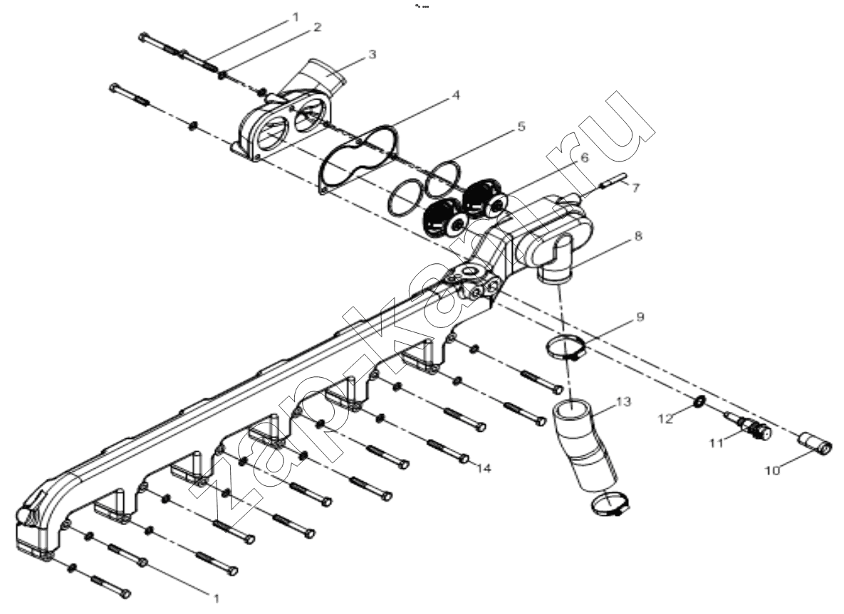 Схема/чертеж: WATER OUTLET PIPE GROUP (01) / Shaanxi Shacman F3000