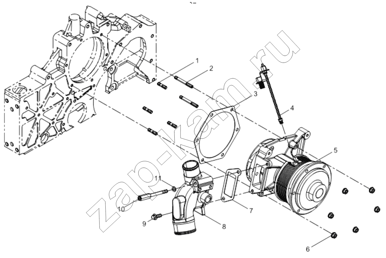 Схема/чертеж: WATER PUMP ASSEMBLY (01) / Shaanxi Shacman F3000