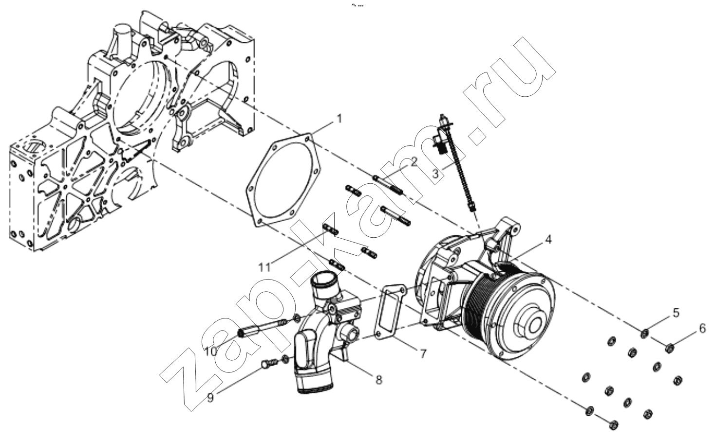 Схема/чертеж: WATER PUMP ASSEMBLY (02) / Shaanxi Shacman F2000