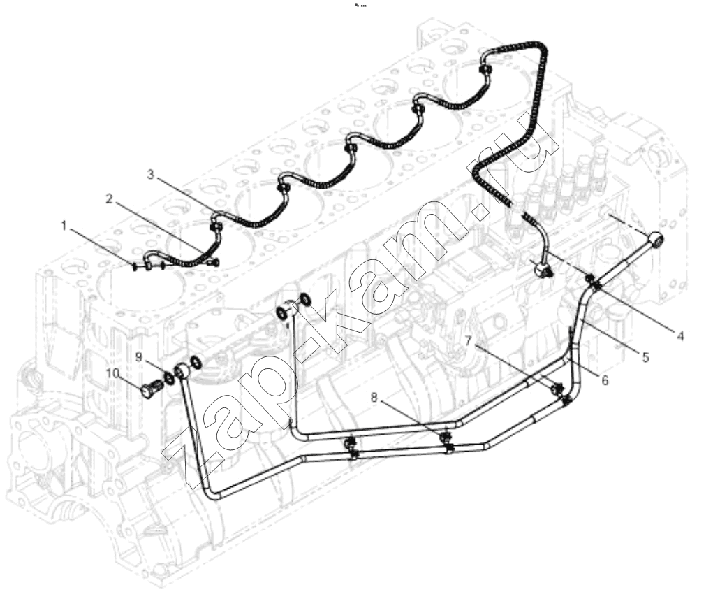 Схема/чертеж: LOW PRESSURE OIL PIPE GROUP / Shaanxi Shacman F3000