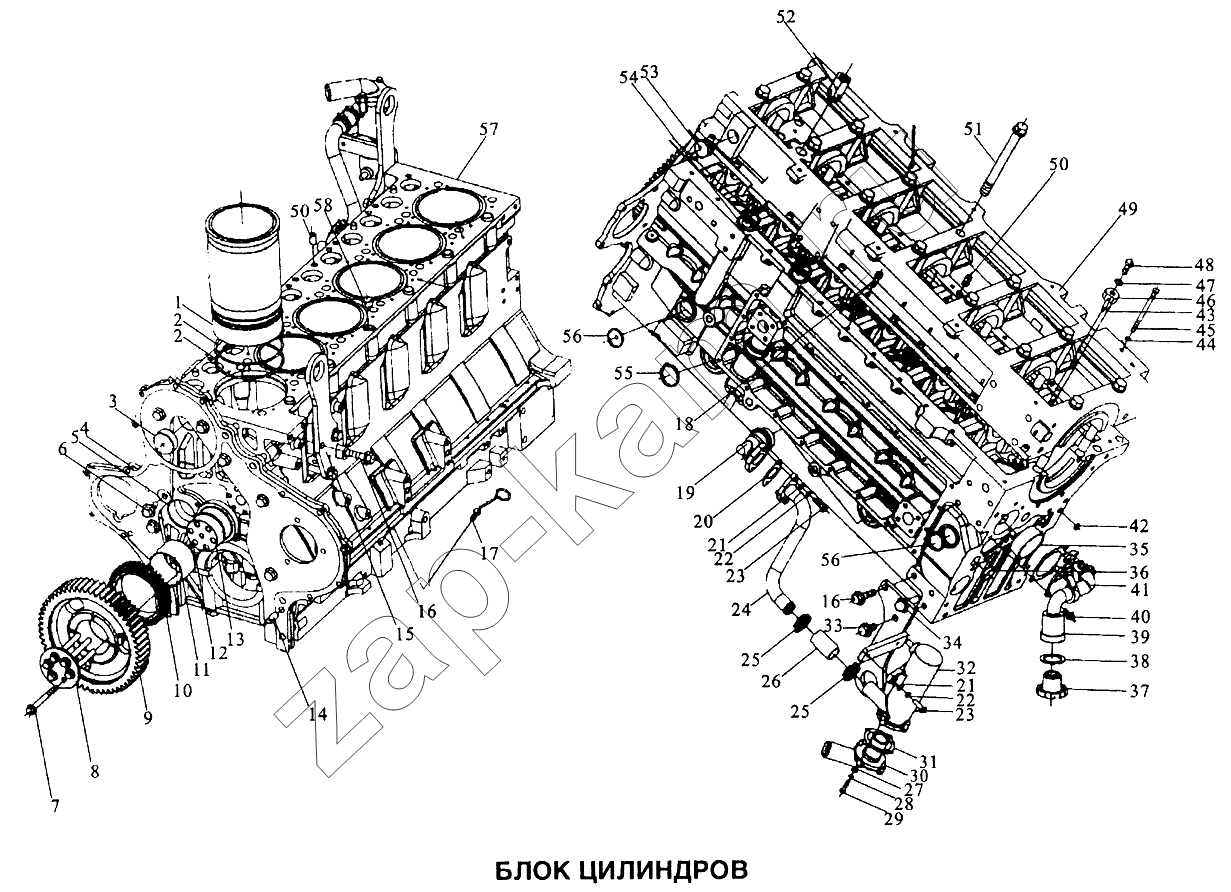 Схема/чертеж: Блок цилиндров / Shaanxi SX-3255-DR 3804B 6х4