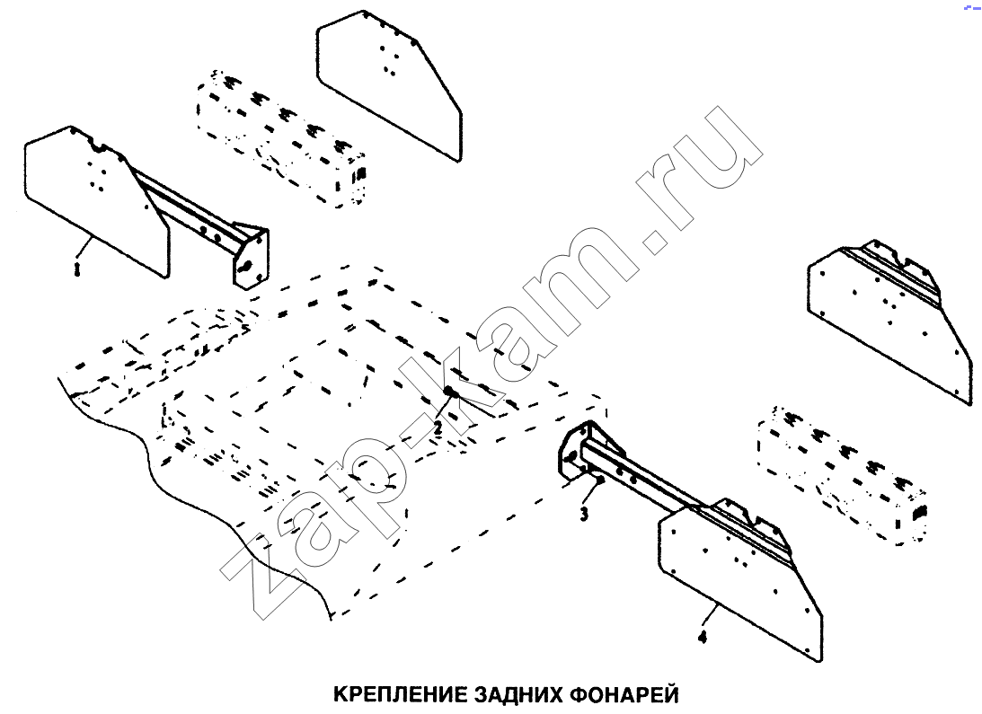 Схема/чертеж: Крепление задних фонарей / Shaanxi SX-3255-DR 3804B 6х4