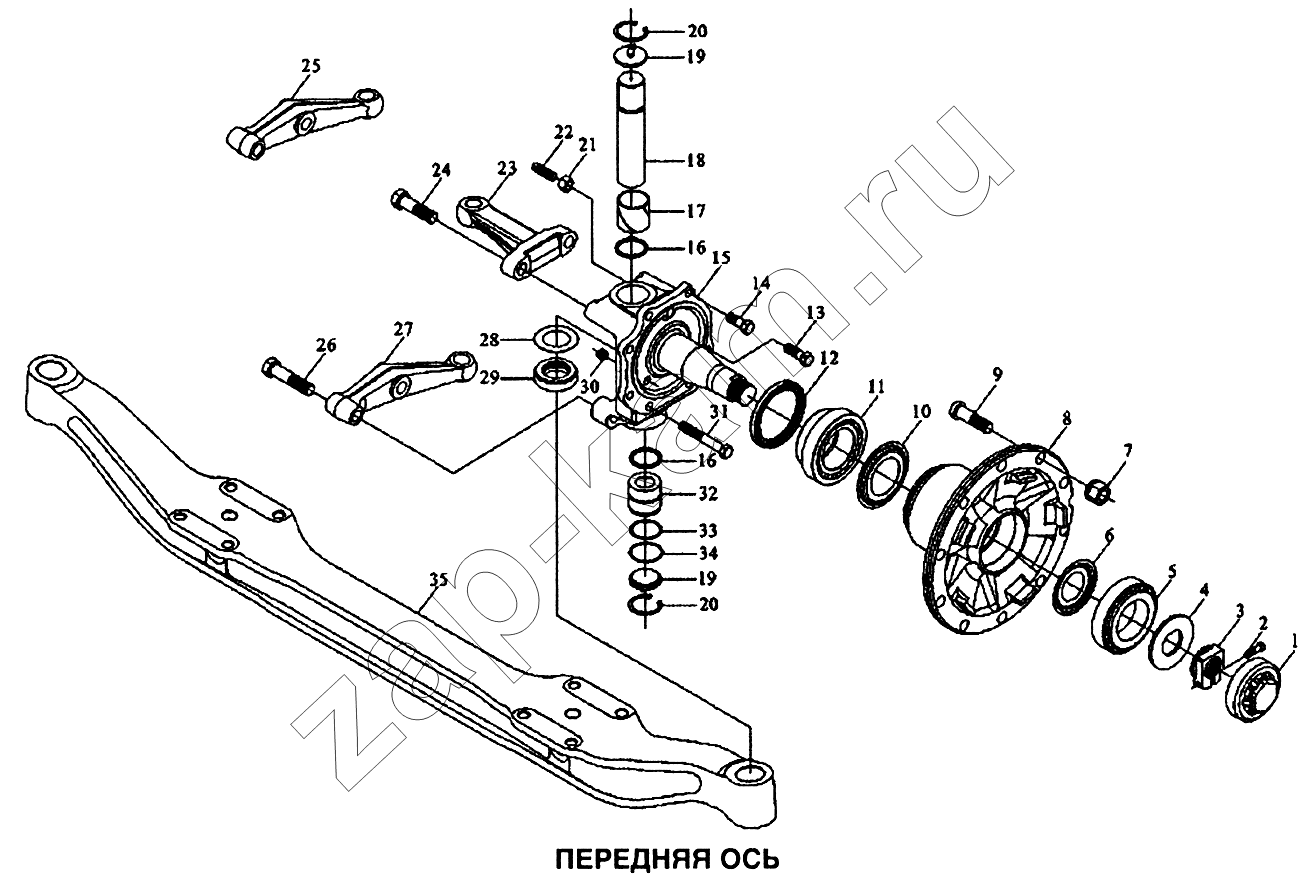 Схема/чертеж: Ось передняя / Shaanxi SX-3255-DR 3804B 6х4