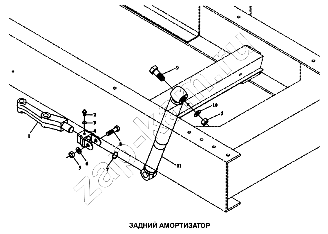 Схема/чертеж: Амортизатор задний / Shaanxi SX-3255-DR 3804B 6х4