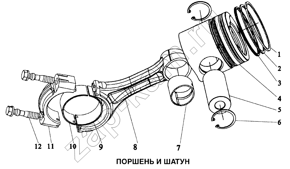 Схема/чертеж: Поршень и шатун / Shaanxi SX-3255-DR 3804B 6х4