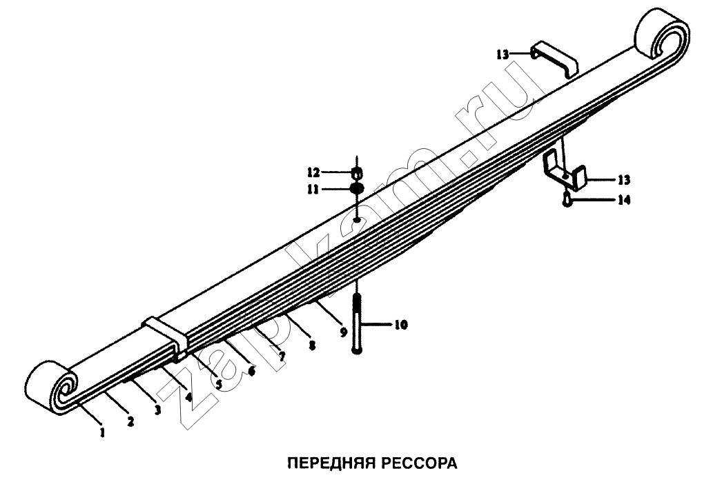Схема/чертеж: Рессора передняя / Shaanxi SX-3255-DR 3804B 6х4