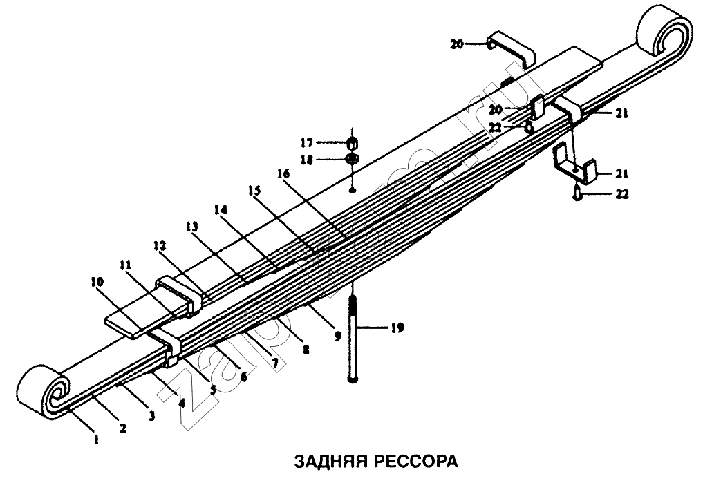 Схема/чертеж: Рессора задняя / Shaanxi SX-3255-DR 3804B 6х4