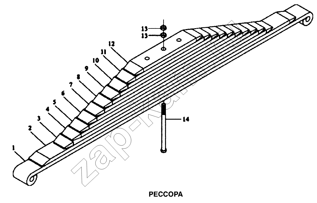 Схема/чертеж: Рессора / Shaanxi SX-3255-DR 3804B 6х4