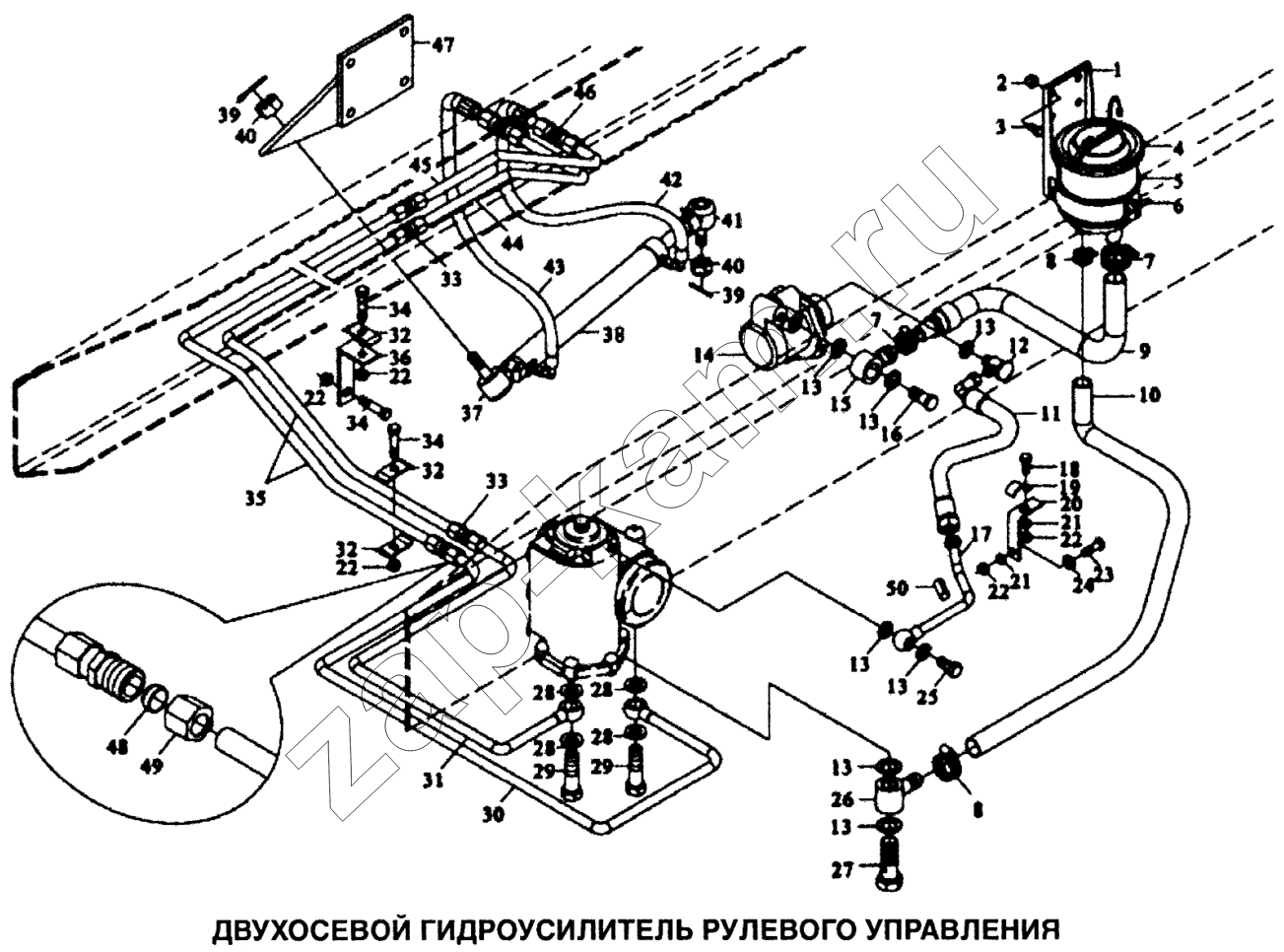 Схема/чертеж: Гидроусилитель рулевого управления двухосевой / Shaanxi SX-3255-DR 3804B 6х4