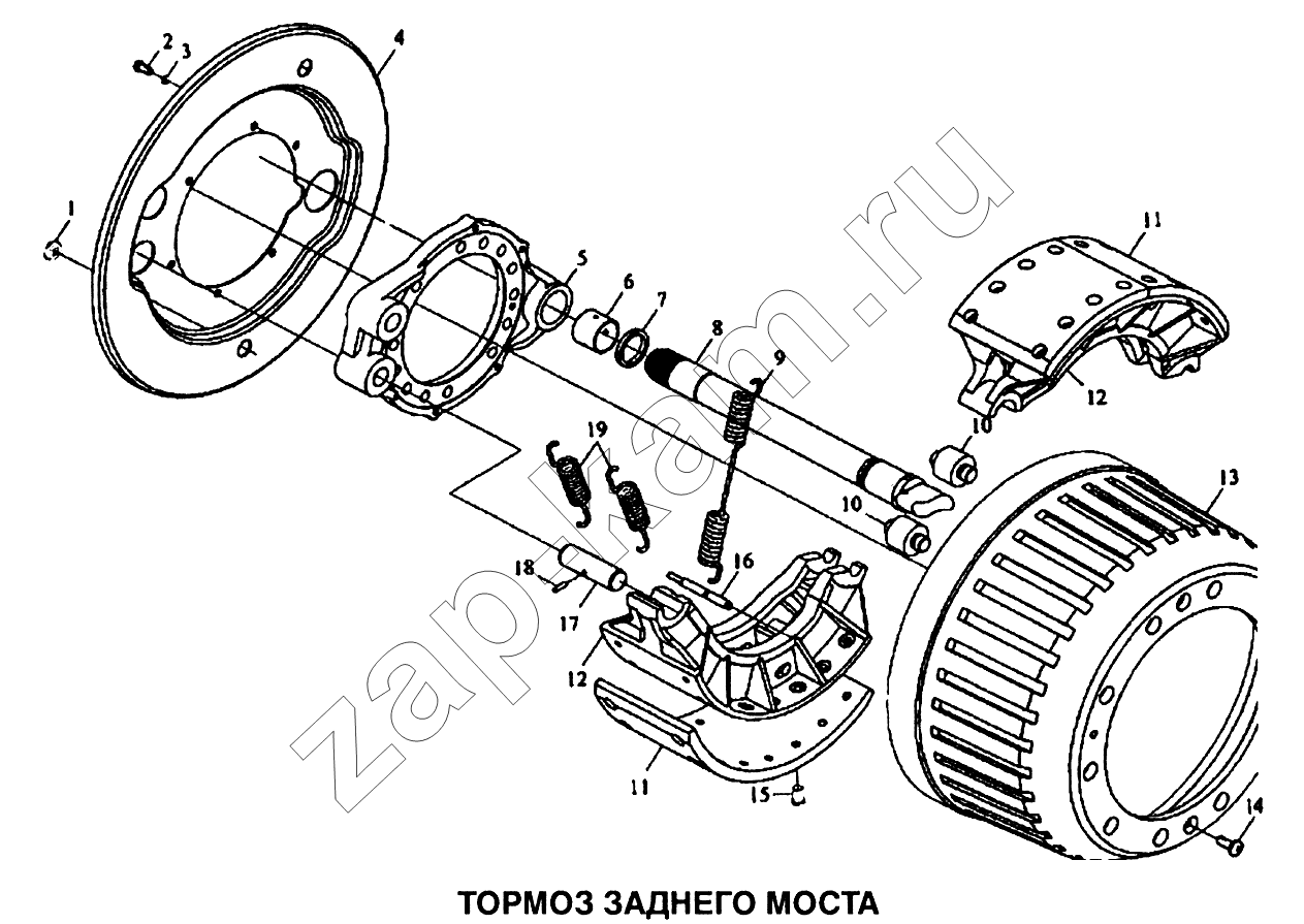 Схема/чертеж: Тормоз заднего моста / Shaanxi SX-3255-DR 3804B 6х4