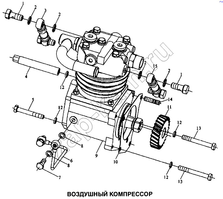 Схема/чертеж: Компрессор воздушный / Shaanxi SX-3255-DR 3804B 6х4