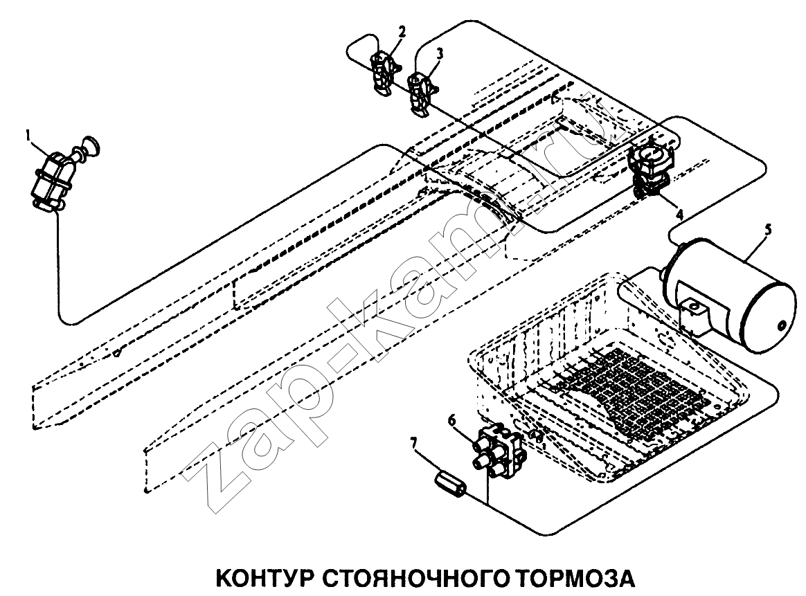 Схема/чертеж: Контур стояночного тормоза / Shaanxi SX-3255-DR 3804B 6х4
