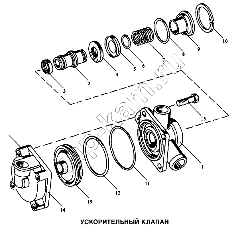 Схема/чертеж: Клапан ускорительный / Shaanxi SX-3255-DR 3804B 6х4