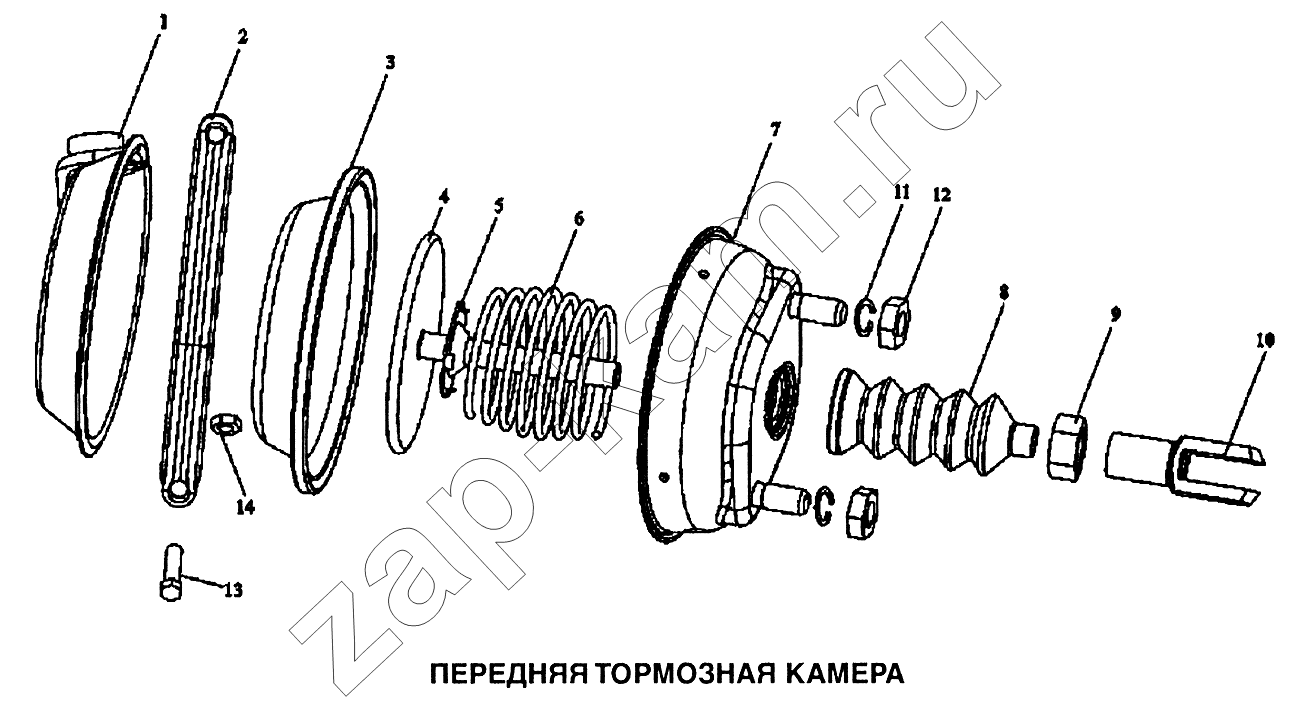 Схема/чертеж: Камера тормозная передняя / Shaanxi SX-3255-DR 3804B 6х4