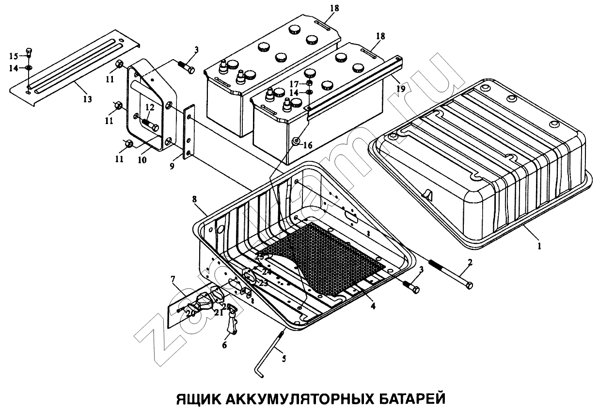 Схема/чертеж: Ящик аккумуляторных батарей / Shaanxi SX-3255-DR 3804B 6х4