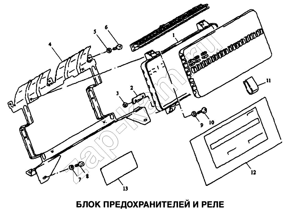 Схема/чертеж: Блок предохранителей и реле / Shaanxi SX-3255-DR 3804B 6х4