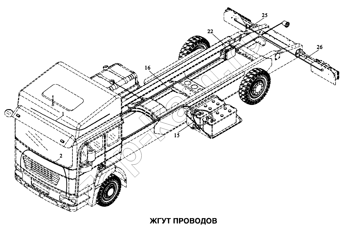 Схема/чертеж: Жгут проводов / Shaanxi SX-3255-DR 3804B 6х4