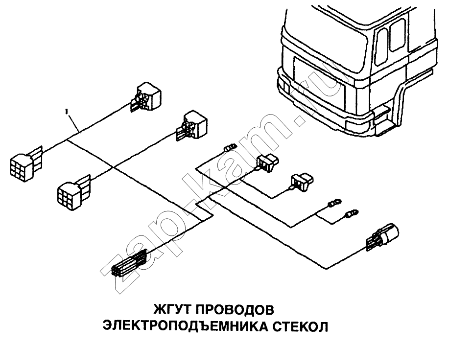 Схема/чертеж: Жгут проводов электроподъемника стекол / Shaanxi SX-3255-DR 3804B 6х4