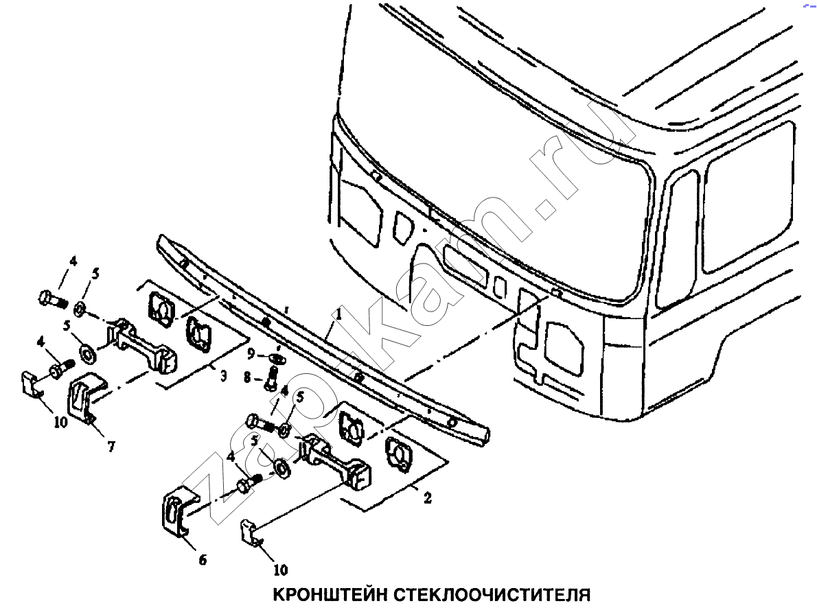 Схема/чертеж: Кронштейн стеклоочистителя / Shaanxi SX-3255-DR 3804B 6х4