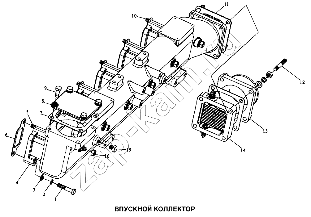 Схема/чертеж: Коллектор впускной / Shaanxi SX-3255-DR 3804B 6х4