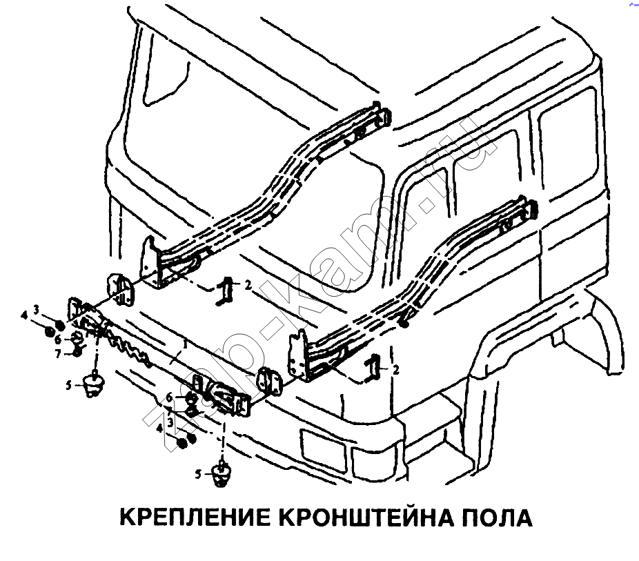 Схема/чертеж: Крепление кронштейна пола / Shaanxi SX-3255-DR 3804B 6х4