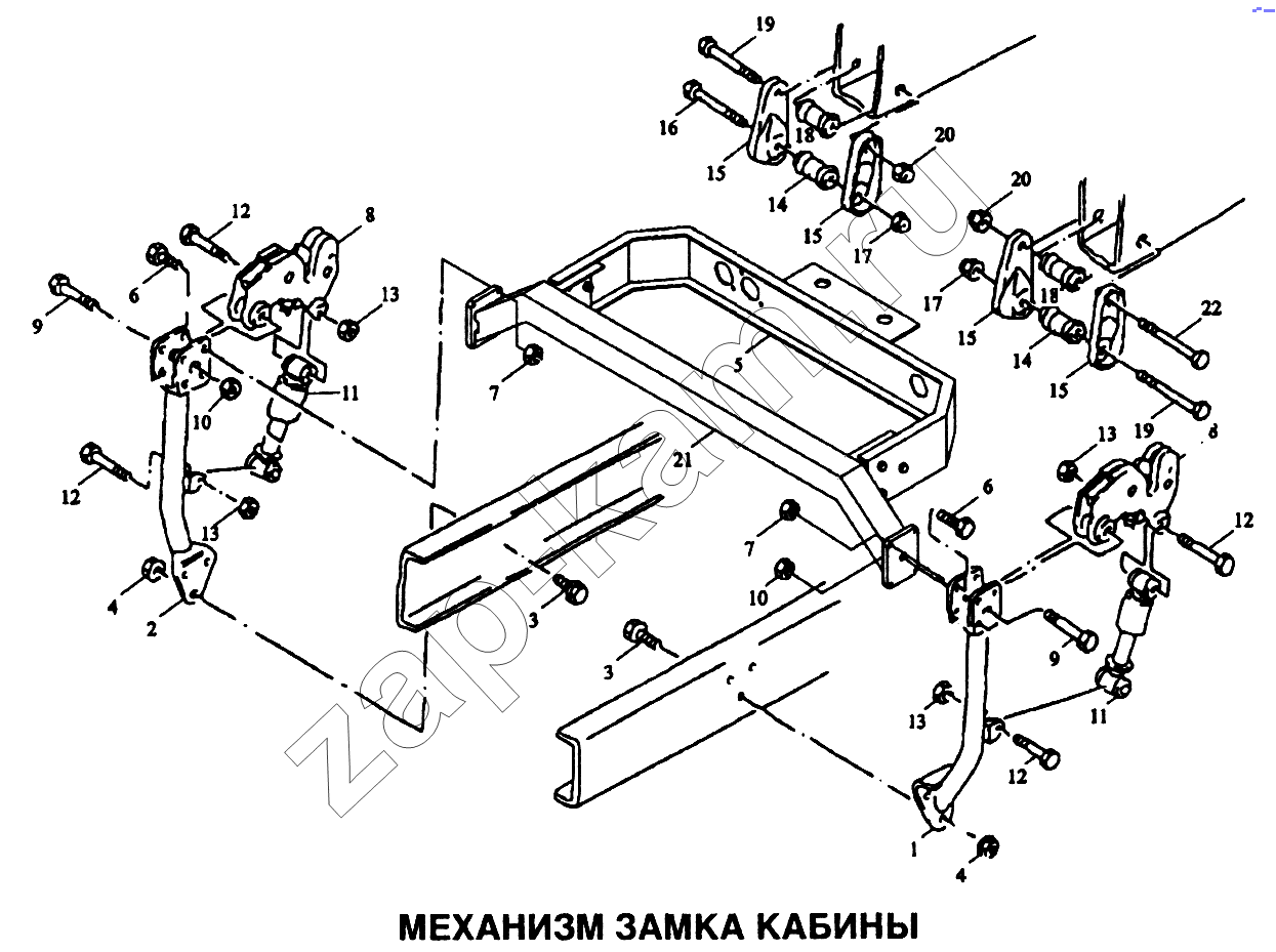 Схема/чертеж: Механизм замка кабины / Shaanxi SX-3255-DR 3804B 6х4