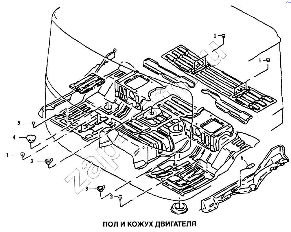 Схема/чертеж: Пол и кожух двигателя / Shaanxi SX-3255-DR 3804B 6х4
