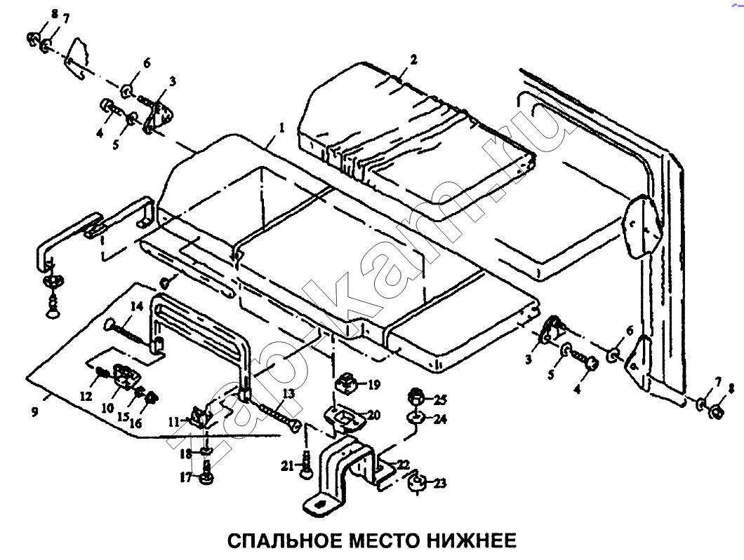 Схема/чертеж: Место спальное нижнее / Shaanxi SX-3255-DR 3804B 6х4