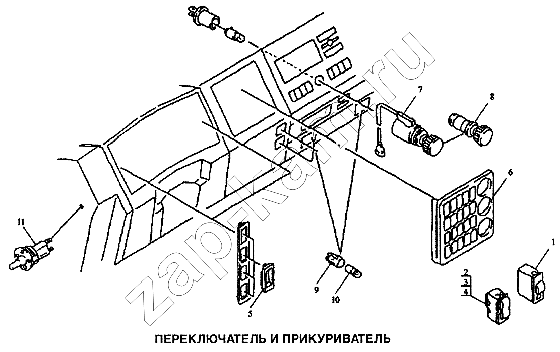 Схема/чертеж: Переключатель и прикуриватель / Shaanxi SX-3255-DR 3804B 6х4